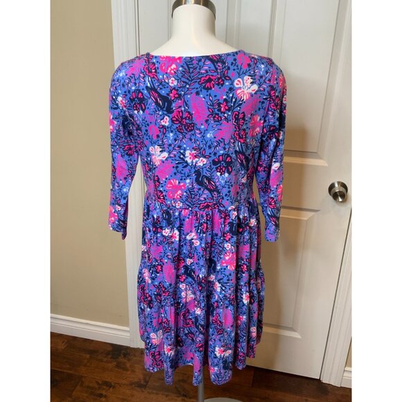 Lilly Pulitzer Birds Eye View Gemma Blue Pink Swing Dress, Size M - Picture 4 of 5
